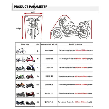 190T Motorcycle Rain Covers Dustproof Rain UV Resistant Dust Prevention Covers