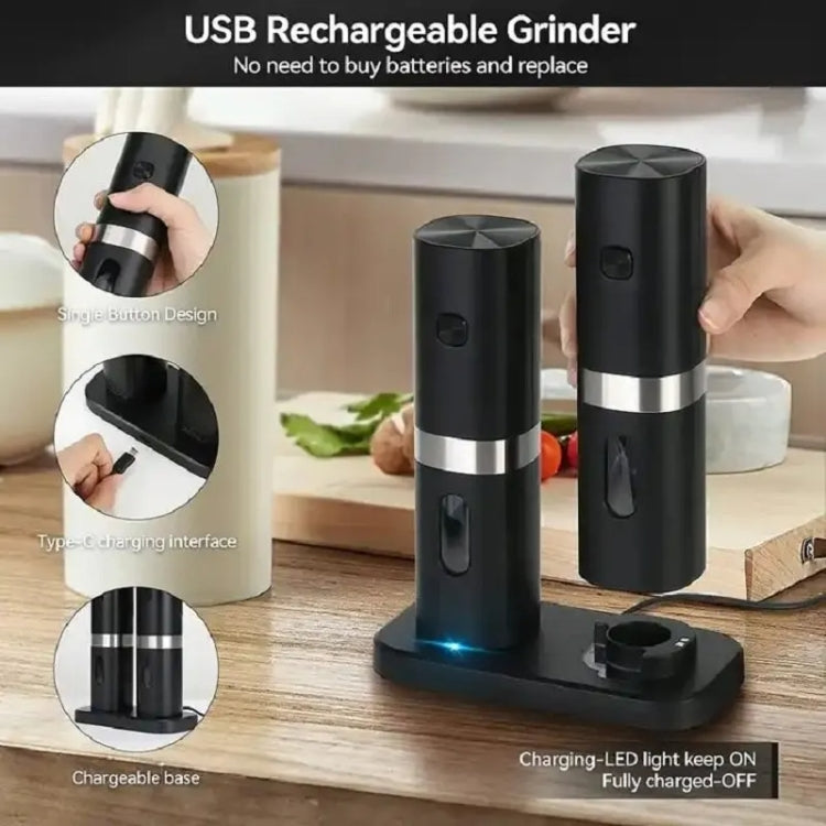 Electric Automatic Salt And Pepper Grinder Set With Charging Base, D2 KYMQ-7C, J2  KYMQ-15C, K2 KYMQ-17C