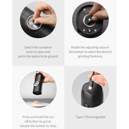 Electric Automatic Salt And Pepper Grinder Set With Charging Base, D2 KYMQ-7C, J2  KYMQ-15C, K2 KYMQ-17C