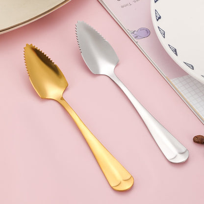 Stainless Steel Scraper Spoon Fruit Grapefruit Spoon Baby Digging Ball Spoon, Silver, Gold