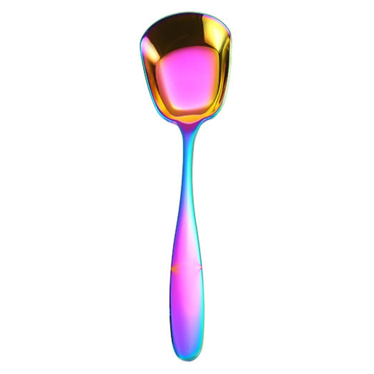 Small 304 Stainless Steel Spoon Glossy Thickened Flat Head Flat Bottom Serving Spoon, Stainless Steel Color, Titanium Gold, Rose Gold, Colorful, Black, Blue