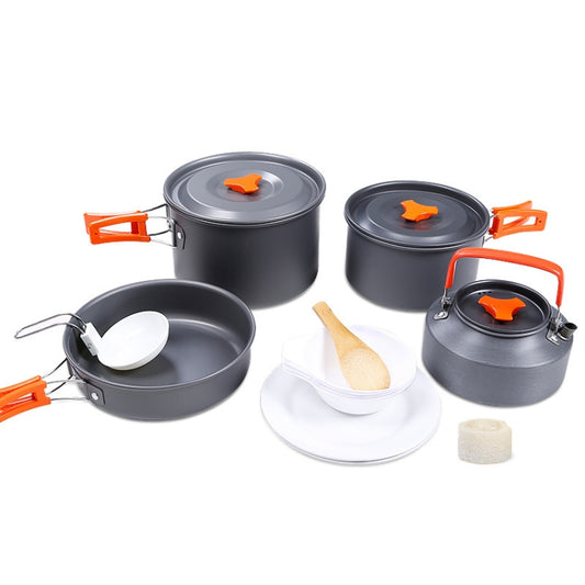 Hewolf HW-K1779 4-5 People Outdoor Aluminum Stove Portable Storage Camping Set