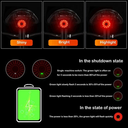 WEST BIKING Bicycle USB Charging Smart Brake Sensor Warning Tail Light