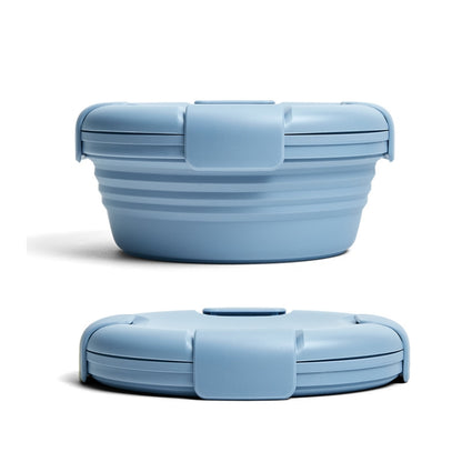 1100ml Silicone Folding Lunch Box  Travel Bowl Microwave & Dishwasher Safe, Blue, Pink, Green, Gray, Black