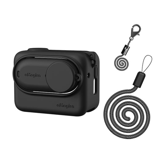 غطاء حماية من السيليكون AMagisn لكاميرا Insta360 GO 3 مع حبل تعليق