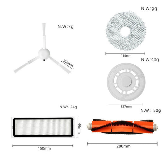 For Xiaomi Dreame S10/S10 Pro Vacuum Cleaner, 1 Main Brush, 4pcs Side Brush, 2pcs Filter, 2pcs Activated Carbon Filter, 2pcs Mop, 2pcs Dust Bag, 1 Rag Bracket