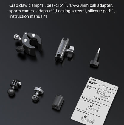TELESIN  Aluminum Alloy Crab Claw Handlebar Tube Clamp For Sports Camera Mobile Phones