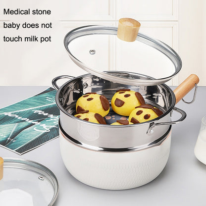 20cm With Cover Boil Instant Noodles Non-Stick Pan Baby Food Supplement Pan Maifan Stone Small Milk Pot, 20cm With Cover Black, 20cm With Cover White, 20cm With Cover Blue, 20cm With Cover Pink