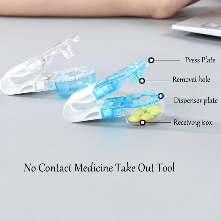 Portable Pill Taker Tablets Pills Blister Pack Opener Pills Box Case, Blue, Transparent