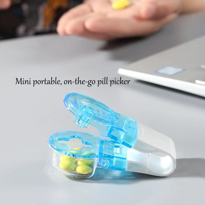Portable Pill Taker Tablets Pills Blister Pack Opener Pills Box Case, Blue, Transparent