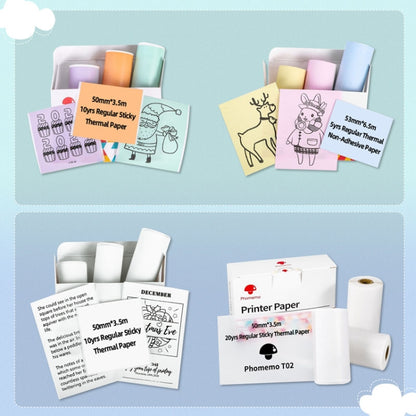 For Phomemo T02 3rolls Bluetooth Printer Thermal Paper Label Paper