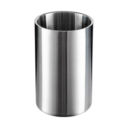 Large Capacity Thickened Stainless Steel Round Ice Bucket Bar Double-Layer Champagne Beer Barrel, 1.6L