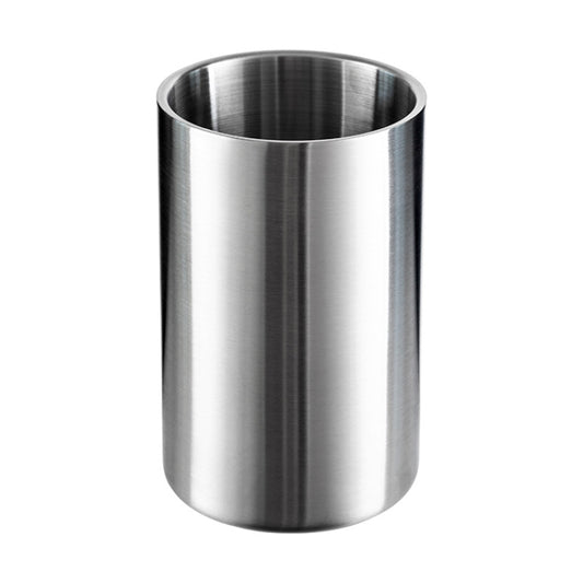 Large Capacity Thickened Stainless Steel Round Ice Bucket Bar Double-Layer Champagne Beer Barrel, 1.6L