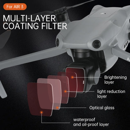 For DJI Air 3 RCSTQ Multi-Layer Coating Waterproof  Filter, CPL, UV, ND-PL8, NDL-PL16, ND-PL32, ND-PL64, ND8/16/32/64 4-in-1, ND-PL8/16/32/64 4-in-1, ND4/8/16/32/64+UV+CPL 6 -in-1, ND-PL8/16/32/64 +UV +CPL 6-in-1