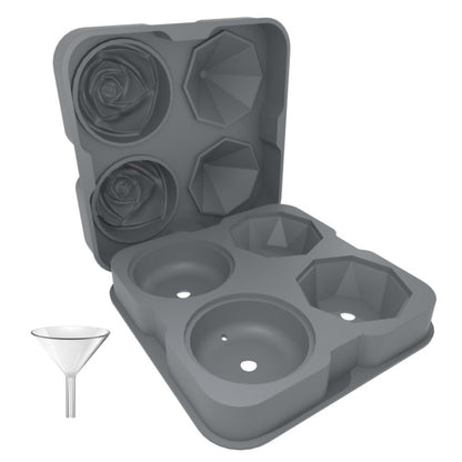 4-Holes Rose Diamond Shape Cocktail Ice Cube Molds Silicone Ice Ball Maker, Rose Shape (Grey), Rose Shape (Dark Green), Rose Shape (Black), Rose Shape (Black with Ice Clip), Rose Shape (Gray with Ice Clip), Rose Shape (Dark Green with Ice Clip)