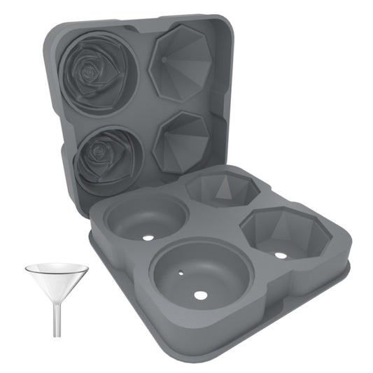 4-Holes Rose Diamond Shape Cocktail Ice Cube Molds Silicone Ice Ball Maker, Rose Shape (Grey), Rose Shape (Dark Green), Rose Shape (Black), Rose Shape (Black with Ice Clip), Rose Shape (Gray with Ice Clip), Rose Shape (Dark Green with Ice Clip)