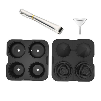 4-Holes Rose Diamond Shape Cocktail Ice Cube Molds Silicone Ice Ball Maker, Rose Shape (Grey), Rose Shape (Dark Green), Rose Shape (Black), Rose Shape (Black with Ice Clip), Rose Shape (Gray with Ice Clip), Rose Shape (Dark Green with Ice Clip)
