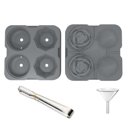 4-Holes Rose Diamond Shape Cocktail Ice Cube Molds Silicone Ice Ball Maker, Rose Shape (Grey), Rose Shape (Dark Green), Rose Shape (Black), Rose Shape (Black with Ice Clip), Rose Shape (Gray with Ice Clip), Rose Shape (Dark Green with Ice Clip)