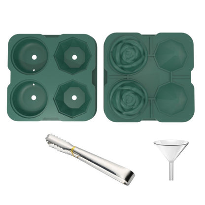 4-Holes Rose Diamond Shape Cocktail Ice Cube Molds Silicone Ice Ball Maker, Rose Shape (Grey), Rose Shape (Dark Green), Rose Shape (Black), Rose Shape (Black with Ice Clip), Rose Shape (Gray with Ice Clip), Rose Shape (Dark Green with Ice Clip)