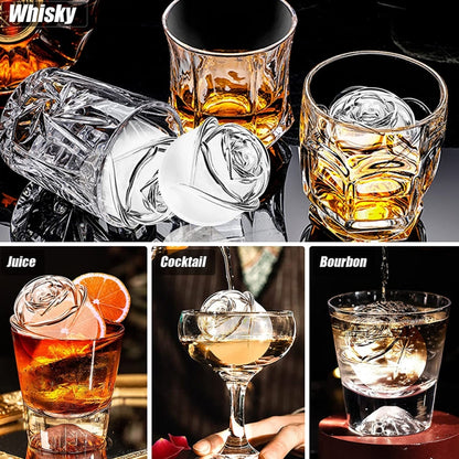 4-Holes Rose Diamond Shape Cocktail Ice Cube Molds Silicone Ice Ball Maker, Rose Shape (Grey), Rose Shape (Dark Green), Rose Shape (Black), Rose Shape (Black with Ice Clip), Rose Shape (Gray with Ice Clip), Rose Shape (Dark Green with Ice Clip)