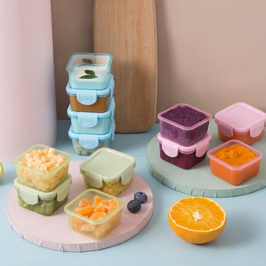 60ml Mini Fresh-Keeping Box Food Grade Thickened Sealed Baby Food Supplement Box, Taro Purple, Bud Green, Girly Pink, Fantastic Blue, Ivory White, Transparent Black Belt, Yellow