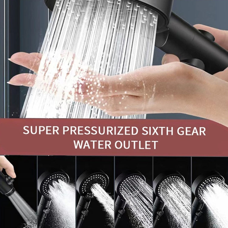 Pressurized Shower Water Heater Handheld Multifunction 6-speed Nozzle, Silver, Black