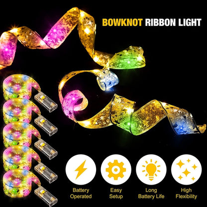 LED Christmas Tree Decoration Bronzing Ribbon Lights, 1m 10LEDs-Button Battery, 2m 20LEDs-Button Battery, 3m 30LEDs, 4m 40LEDs, 5m 50LEDs, 5m 50LEDs-USB, 5m 50LEDs with Flash, 5m 50LEDs USB+Remote, 5m 50LEDs 8-function+Remote, 10m 100LEDs with Flash���...