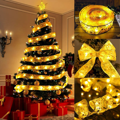 LED Christmas Tree Decoration Bronzing Ribbon Lights, 1m 10LEDs-Button Battery, 2m 20LEDs-Button Battery, 3m 30LEDs, 4m 40LEDs, 5m 50LEDs, 5m 50LEDs-USB, 5m 50LEDs with Flash, 5m 50LEDs USB+Remote, 5m 50LEDs 8-function+Remote, 10m 100LEDs with Flash���...