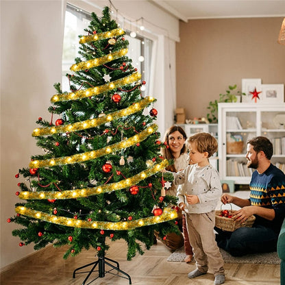 LED Christmas Tree Decoration Bronzing Ribbon Lights, 1m 10LEDs-Button Battery, 2m 20LEDs-Button Battery, 3m 30LEDs, 4m 40LEDs, 5m 50LEDs, 5m 50LEDs-USB, 5m 50LEDs with Flash, 5m 50LEDs USB+Remote, 5m 50LEDs 8-function+Remote, 10m 100LEDs with Flash���...