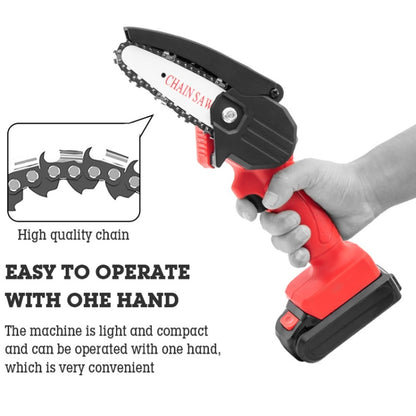 HILDA Rechargeable Cordless Mini Electrical Chain Saw Logging Tools Plastic Package, EU Plug With 1 Battery Red, US Plug With 1 Battery Red, EU Plug With 1 Battery Black, US Plug With 1 Battery Black