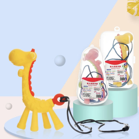 XUNYI Baby Giraffe Rattles Teether Kids Silicone Bite Toy, Drop Box Yellow, Drop Box Pink, Drop Box Green, Rectangular Box Yellow, Rectangular Box Pink, Rectangular Box Green
