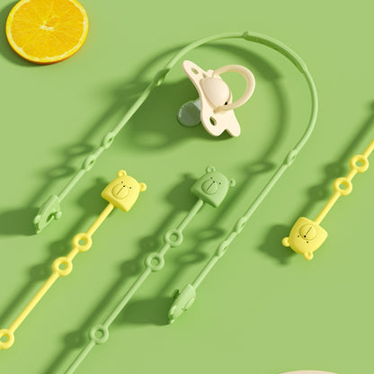 Bear Silicone Pacifier Chain Toddler Teether Toy Anti-fall Rope Pacifier Clip
