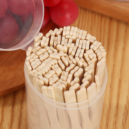Bamboo Fruit Stick Disposable Two Tines Dessert Fork For Home Use, 100pcs /Can, 200pcs /Can