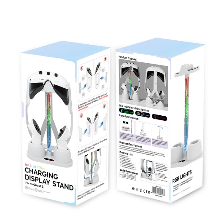 For Meta Quest 3 VR Glasses Charging Base Storage Bracket with Cool RGB Light