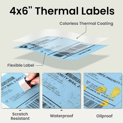 500sheets 4×6 Inch Stickers Thermal Label Paper For Phomemo PM-246S / PM-241BT / D520BT
