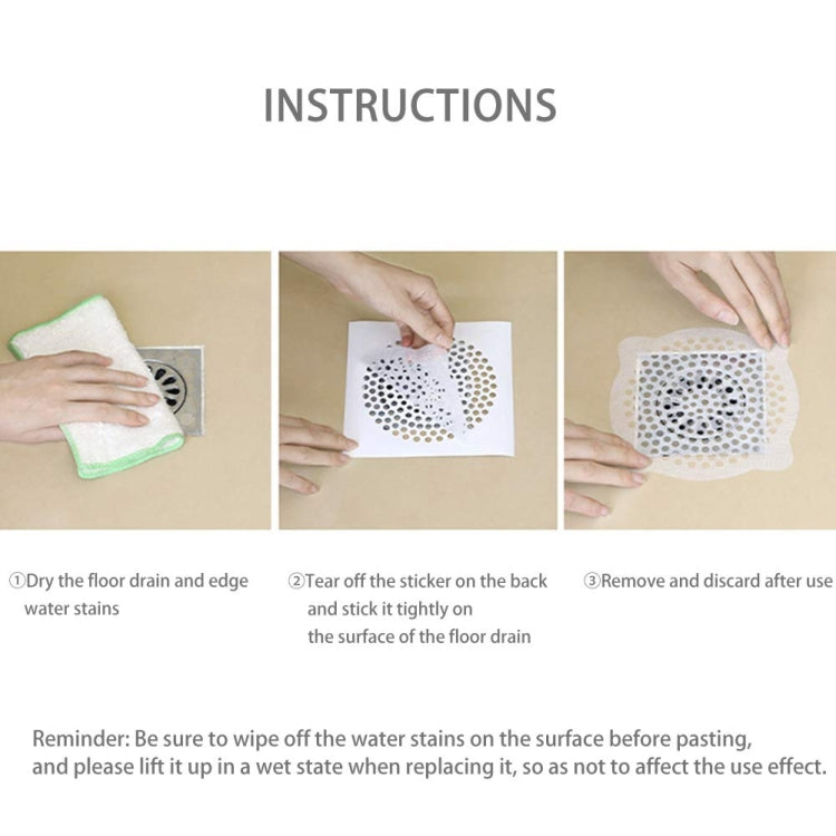 FASOLA 15pcs /Bag Sink Disposable Filter Sewer Mouth Non-woven Floor Drain Sticker, Small Hole, Large Hole