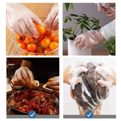 Disposable Gloves Transparent Food Catering Protective Glove, 1000pcs Standard 0.6g, 100pcs Thicked 0.8g