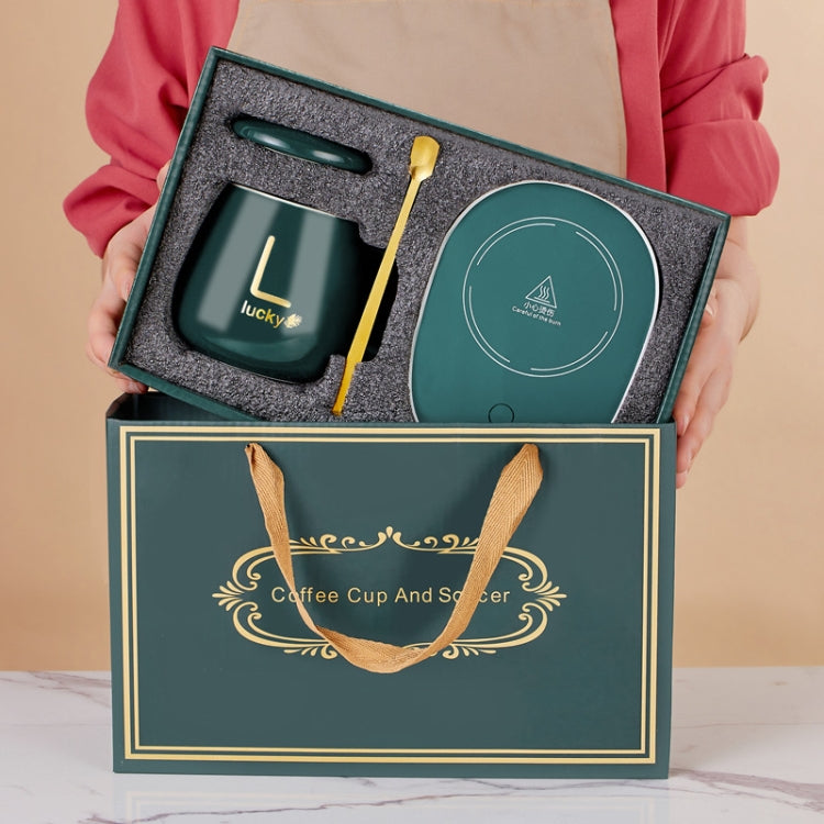 Constant Temperature Heating Thermostat Cup Set Smart Ceramic Coffee Cup, USB Plug(Green+Gift Box)
