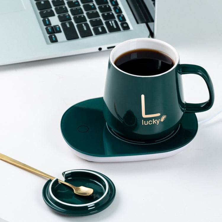Constant Temperature Heating Thermostat Cup Set Smart Ceramic Coffee Cup, USB Plug(Green+Gift Box)