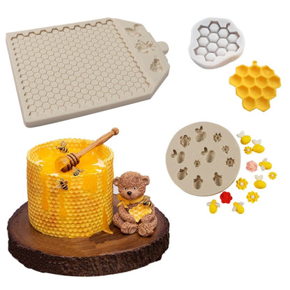 Honeycomb Block Textured Silicone Mold Bee Fondant Chocolate Cake Mold, Mk-2019 Light Gray, Mk-2340 Light Gray, Mk-2373 Pink, Mk-2373 Light Gray