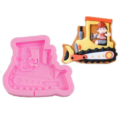 Cartoon Construction Site Tools Engineering Car Cake Decoration Molds, MK-3055 (Pink), MK-3055 (Light Gray), MK-3056 (Pink), MK-3056 (Light Gray), MK-3057 (Pink), MK-3057 (Light Gray), MK-3058 (Pink), MK-3058 (Light Gray)