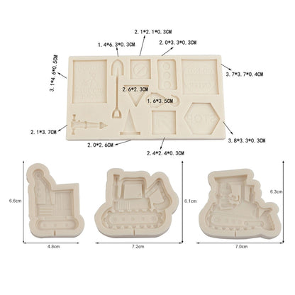 Cartoon Construction Site Tools Engineering Car Cake Decoration Molds, MK-3055 (Pink), MK-3055 (Light Gray), MK-3056 (Pink), MK-3056 (Light Gray), MK-3057 (Pink), MK-3057 (Light Gray), MK-3058 (Pink), MK-3058 (Light Gray)