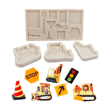 Cartoon Construction Site Tools Engineering Car Cake Decoration Molds, MK-3055 (Pink), MK-3055 (Light Gray), MK-3056 (Pink), MK-3056 (Light Gray), MK-3057 (Pink), MK-3057 (Light Gray), MK-3058 (Pink), MK-3058 (Light Gray)
