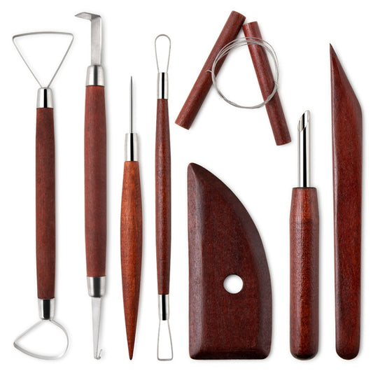 8-in-1 Wooden Handle Pottery Clay Tool set Ceramic Trimming Carving Knife