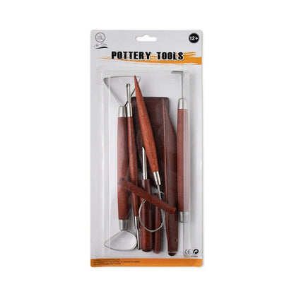 8-in-1 Wooden Handle Pottery Clay Tool set Ceramic Trimming Carving Knife