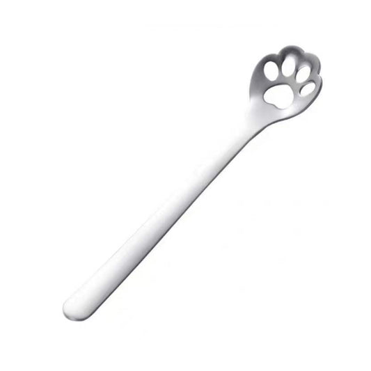 Stainless Steel Coffee Stirring Spoon Ice Cream Cartoon Cat Paw Spoon, Silver, Gold, Black, Slotted Spoon Silver, Slotted Spoon Rose Gold, Slotted Spoon Black