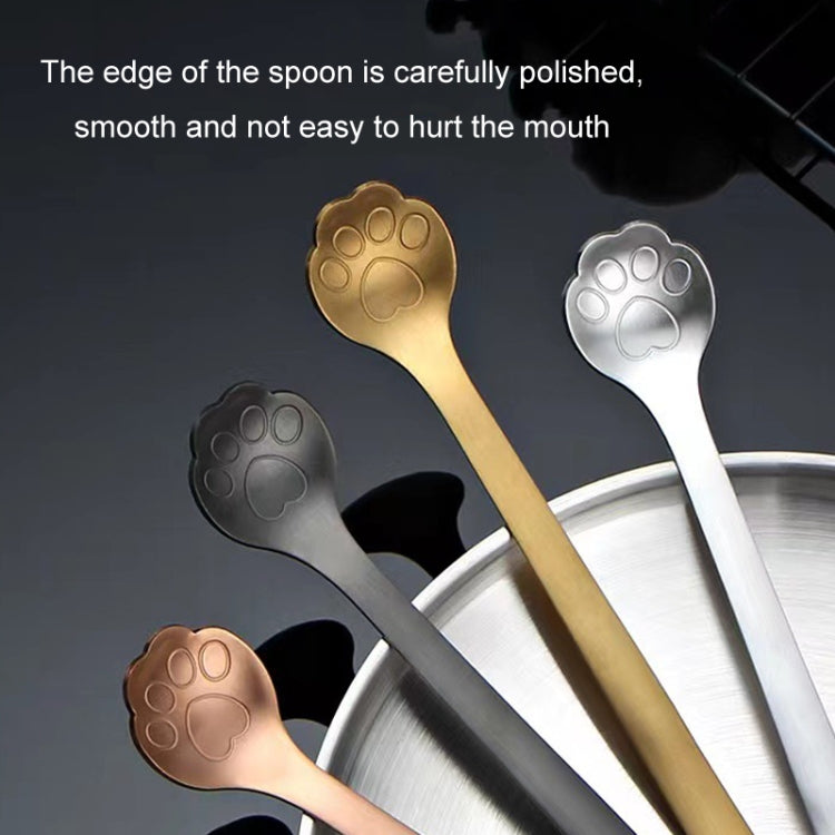 Stainless Steel Coffee Stirring Spoon Ice Cream Cartoon Cat Paw Spoon, Silver, Gold, Black, Slotted Spoon Silver, Slotted Spoon Rose Gold, Slotted Spoon Black