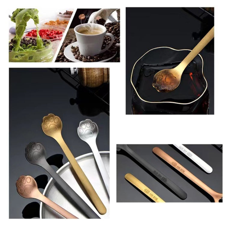 Stainless Steel Coffee Stirring Spoon Ice Cream Cartoon Cat Paw Spoon, Silver, Gold, Black, Slotted Spoon Silver, Slotted Spoon Rose Gold, Slotted Spoon Black