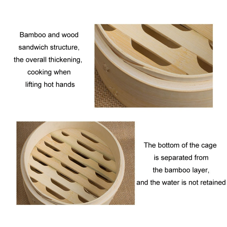 Bamboo Bun Steamer Food Veggie Steamer Basket, 21cm Cover, 21cm Cage, 27cm Cage