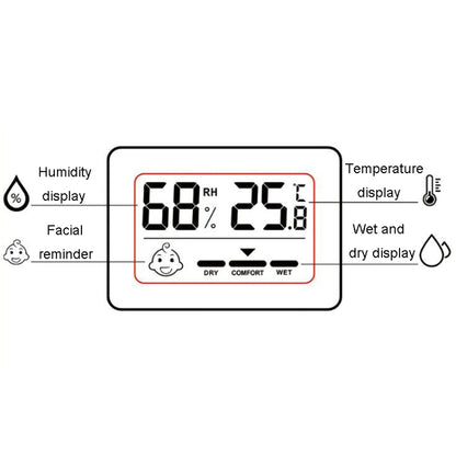 Household Indoor Mini Electronic Temperature And Humidity Meter With Stand, Rectangle